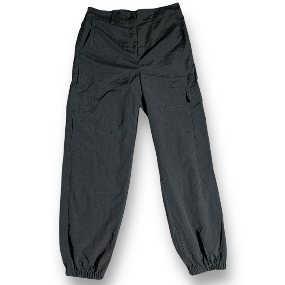 HAPPILY GREY Black Nylon Windbreaker High Rise Cargo Jogger Pants XL - Picture 2 of 10